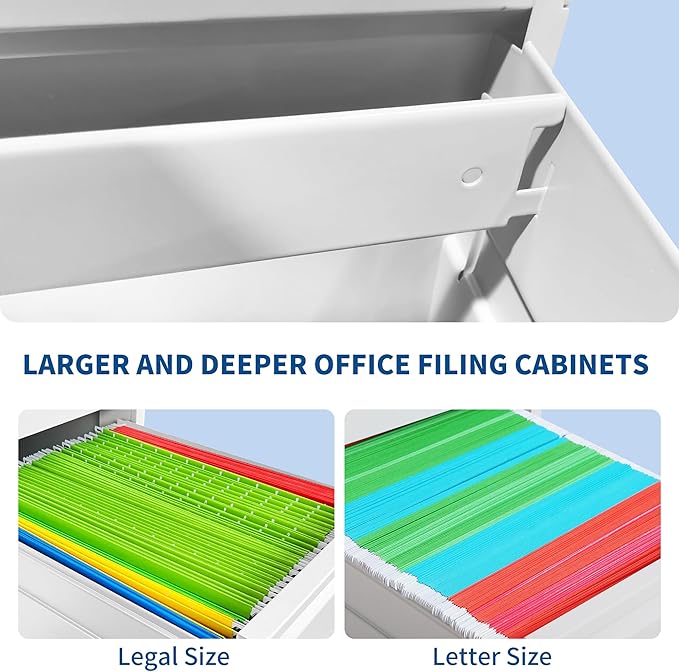 5 Drawer File Cabinet with Lock, Metal Filing Cabinet for Home Office, Vertical File Cabinet for Letter/Legal/A4/F4 Documents, Easy to Assemble Steel Storage Cabinet