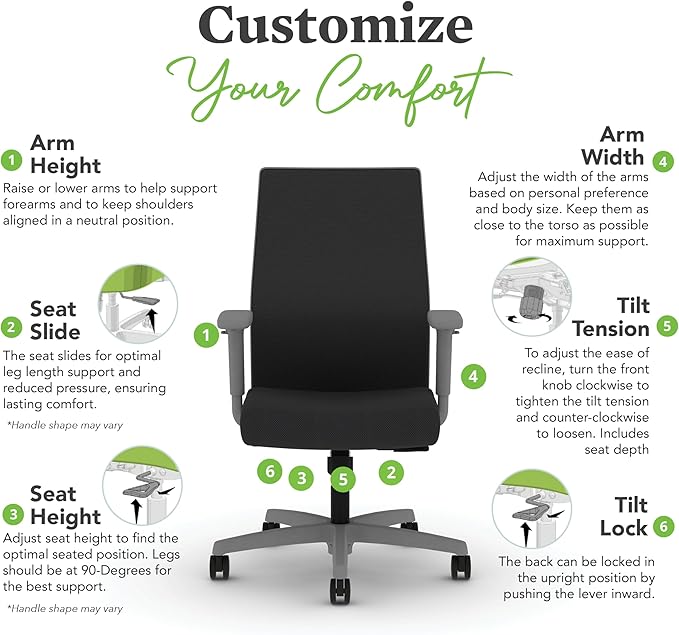 HON Ignition 2.0 Mid Back Task Chair, Spectrum Mesh, Standard Synchro-Tilt Control, Office Chair with Lumbar Support, Height and Width Adjustable Arms, Titanium Frame, Blueberry