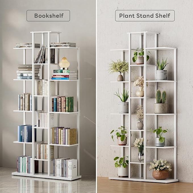 5-Tier Small Space Bookshelf,Sturdy Compact Bookcase for Study Room/Bedroom,Easy Assembly Wooden Storage Shelf（7.8” D,White）
