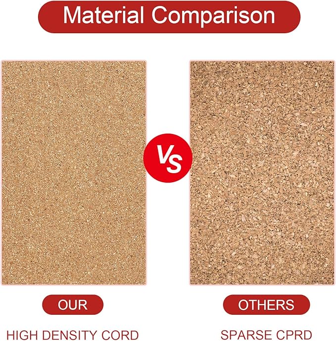 Cork Board Tiles 12”X 12” – 1/2” Thick Cork Board – Bulletin Board – Pin Board Decoration for Pictures,Ultra Strength Adhesive Backing – 6 Pieces Cork Boards for Walls – 1 Box Push Pins