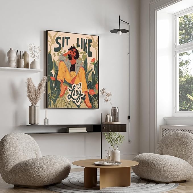 Gender Equality Modern Women Art Women Empowerment Decor Feminist Art Modern Girly Sit Like A Lady Prints for Living Room Dorm Bar Bedroom Wall Decor 16X24 Inch Unframed Inspirational Home Accent