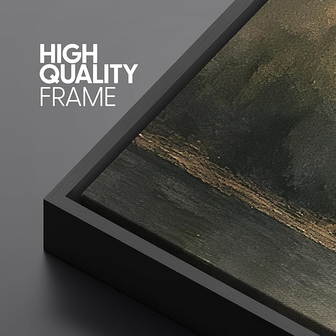 SIGNFORD Large Framed Canvas Foggy Forest River Morning Illustrations Modern Art Calm Warm for Living Room, Bedroom, Office - 60"x20"