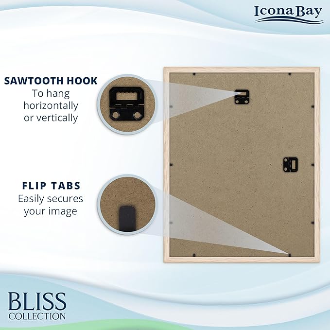 Icona Bay - 11x14 Light Oak Collage Picture Frame with Removable Mat for 5-4x6 Photos - Modern Style Engineered Wood Frame - Wall Mount Only - Bliss Collection