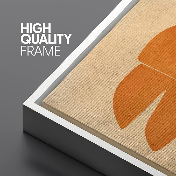 SIGNLEADER Framed Canvas Print Wall Art Set Retro Geometric Mid-Century Polygons Abstract Shapes Illustrations Minimal Decorative Bohemian Nordic for Living Room, Bedroom, Office - 24"x36"x3 WHITE
