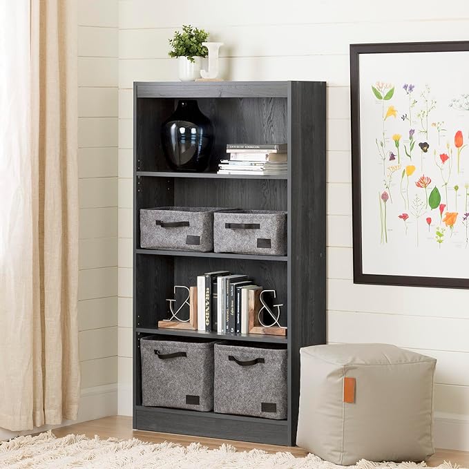 South Shore 4-Shelf Bookcase Gray Oak