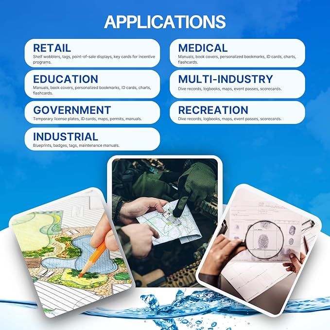 TerraSlate Waterproof Paper - Hydronote 54lb Multipurpose Copy Paper 8.5” x 11”, Bulk Printer Paper, Inkjet Printer and Laser Printer Paper Compatible - Rain/Weather/Rip-proof (1500 Sheets)