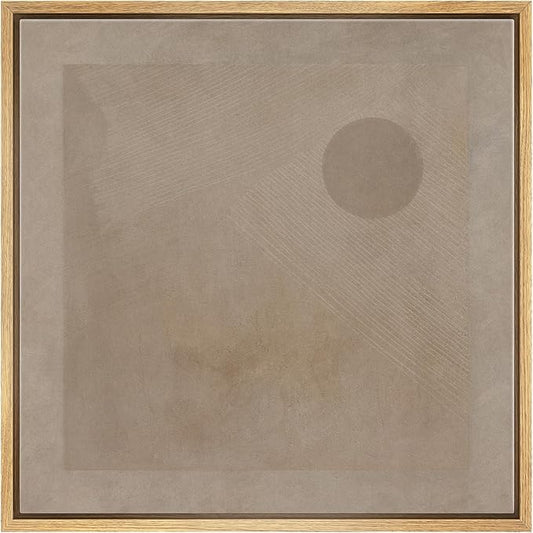 SIGNWIN Framed Canvas Print Wall Art Retro Geometric Grunge Landscape Abstract Shapes Illustrations Modern Art Decorative Boho Relax Nordic for Living Room, Bedroom, Office - 16"x16" Natural