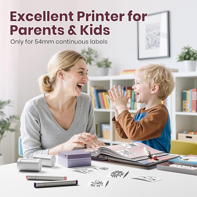 Sticker Printer, PM290C Portable Mini Printer, Inkless Bluetooth Sticker Maker with 3 Rolls Paper, Impresora Portátil for Notes, Journal, DIY, Gift, Print Pod for School/Office/Home, Purple