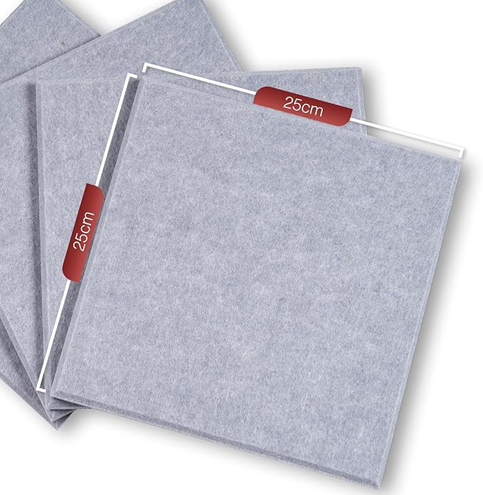 Bulletin Board 40x30in, 12 Count 9.8 x 9.8in Felt Wall Tiles with Removable Adhesive Tape, Cork Board Alternative for Walls, Wall Decor, Kids Art Display, Kids Room (Classic Gray Collection)