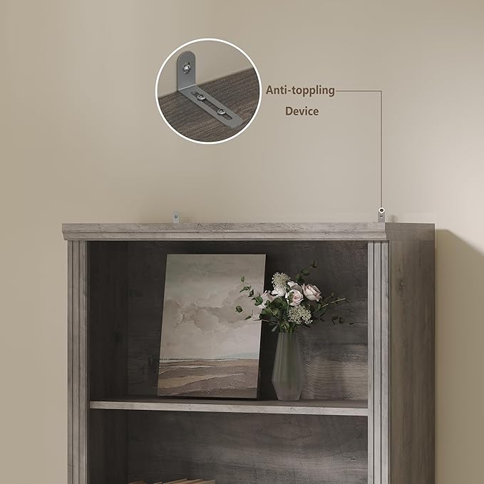 Tall Bookshelf, 6-Tier Bookcase with 2 Adjustable Shelves, Modern Farmhouse Storage for Living Room, Entryway, Office, 23.6" W x 74.8" H x 10.6" D, Grey