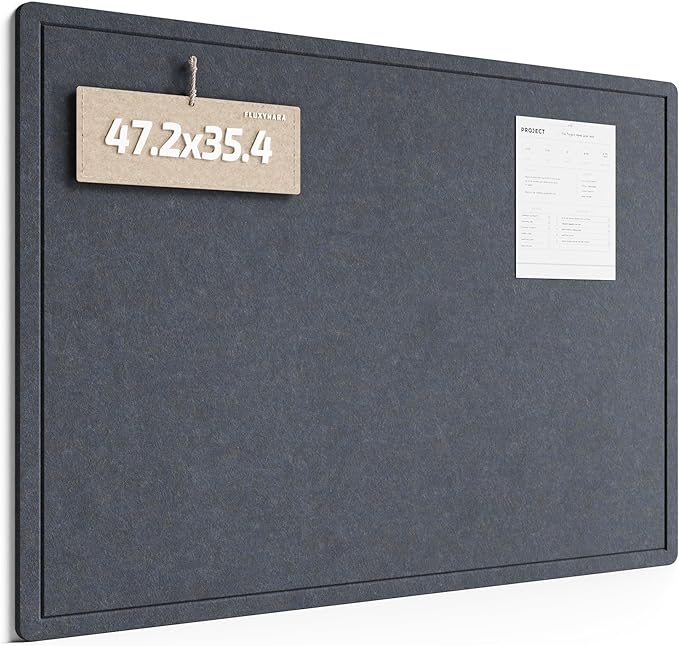 Fluxynara Large Bulletin Board, 47.2" x 35.4" Cork Board Alternative with 24 Safe Removable Adhesive Tabs, Foldable Felt Pin Board for Home Office, Classroom, Bedroom,Entryway for Walls— Navy Blue