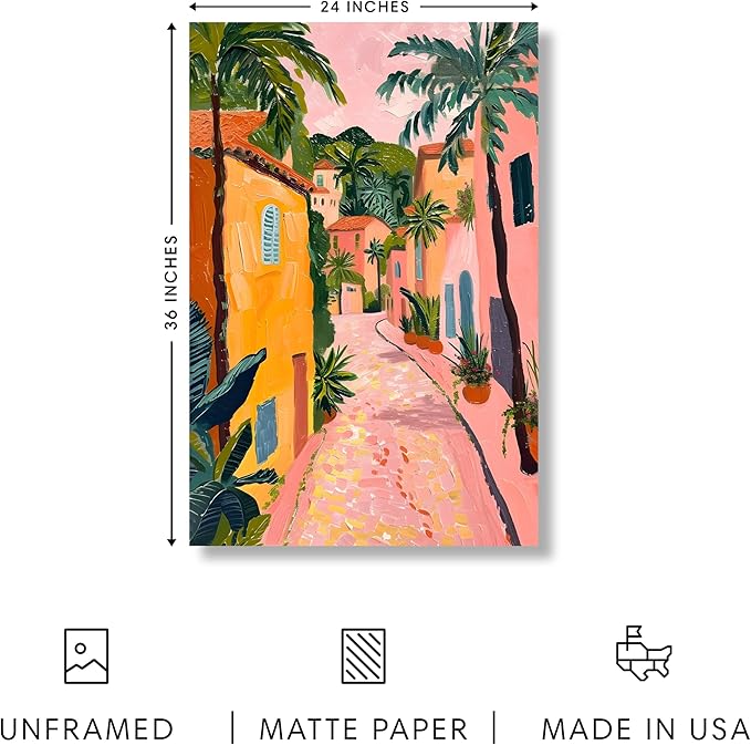 HAUS AND HUES Floral Art Wall Decor - Wildflowers Wall Art for Living Room, Floral Artwork for Bedroom Walls, Flower Painting for College Girls Dorm Room (Palm Tree City, Unframed, 24x36)