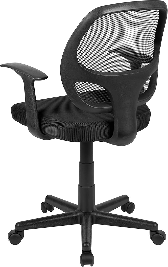 Flash Furniture Flash Fundamentals Mid-Back Black Mesh Swivel Ergonomic Task Office Chair with Arms