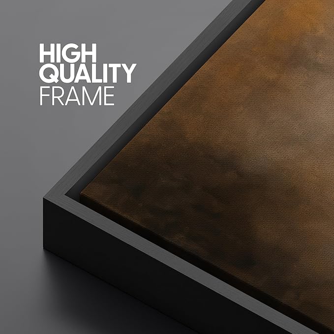 SIGNFORD Framed Canvas Print Wall Art Rustic Brown and Orange Abstract Modern Neutral Illustrations Modern Art Decorative Relax/Calm for Living Room, Bedroom, Office - 16"x24" Black