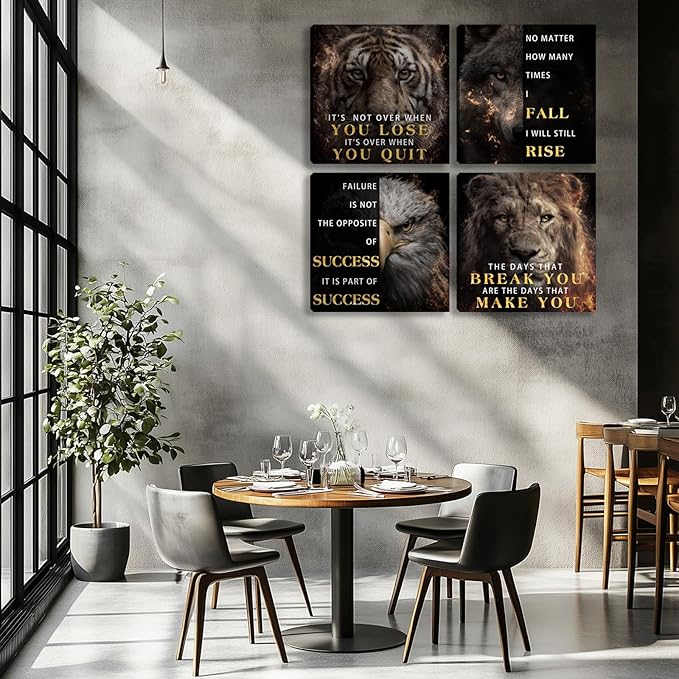 Motivational Wall Decor for Living Room Inspirational Wall Art for Office Workplace Canvas Wall Art Painting Poster Prints Artwork 16"x16"x4