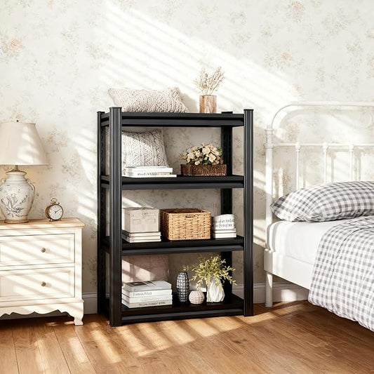 Bookshelf, 4 Tier Industrial Bookcase, Metal Small Bookcase, Rustic Etagere Book Shelf Storage Organizer for Living Room, Bedroom, and Home Office,35.4Wx17.7Dx63H