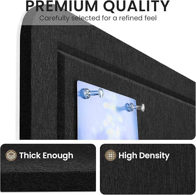 Large Bulletin Board, 60 X 35 Inches Felt Cork Board with 40 Pushpins, Foldable Felt Notice Pin Board Photo Display Board with Self-Adhesive Tape for Office Home School (Black, 60x35 inch)