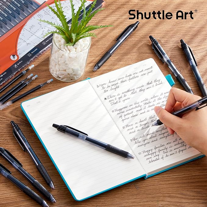 Shuttle Art Black Gel Pens, 96 Pack(20 Pens with 28 Refills) Retractable Medium Point Rollerball Gel Ink Pens Smooth Writing with Comfortable Grip for Office School Home Work