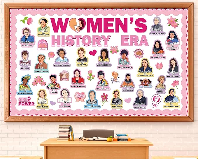 Women's History Month Bulletin Board Decorations Women's History Inspirational Positive Cutouts Motivational Famous Women Quotes Classroom Decor Supplies for Home School Classroom Wall Hallway Decor