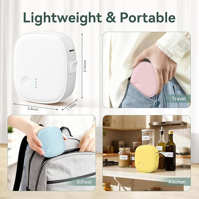 Mini Label Maker Machine with Tape AH-P05, Portable Bluetooth Mini Label Printer, Wireless Thermal Label Maker, Waterproof & Rechargeable, Built-in Cutter, for Home, Office, Kitchen – Green