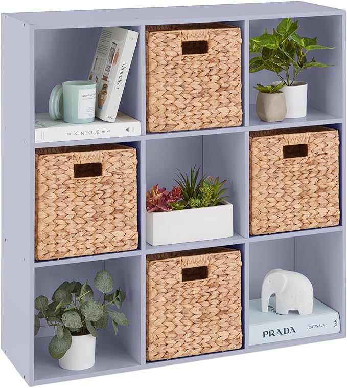 Best Choice Products Kids Bookcase 9-Cube Storage Organizer, 13.5in Shelf Opening, Bookshelf, Toy Storage, Customizable w/ 3 Removable Back Panels – Lavender