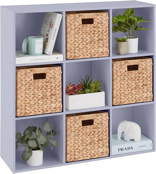 Best Choice Products Kids Bookcase 9-Cube Storage Organizer, 13.5in Shelf Opening, Bookshelf, Toy Storage, Customizable w/ 3 Removable Back Panels – Lavender