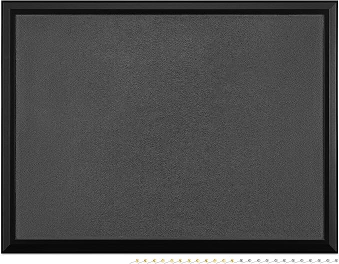 Navaris Framed Fabric Bulletin Board - 18 x 24 inches Plush Jewelry Organizer Pinboard for Wall - Memory Memo Pin Board - Dark Gray with Black Frame