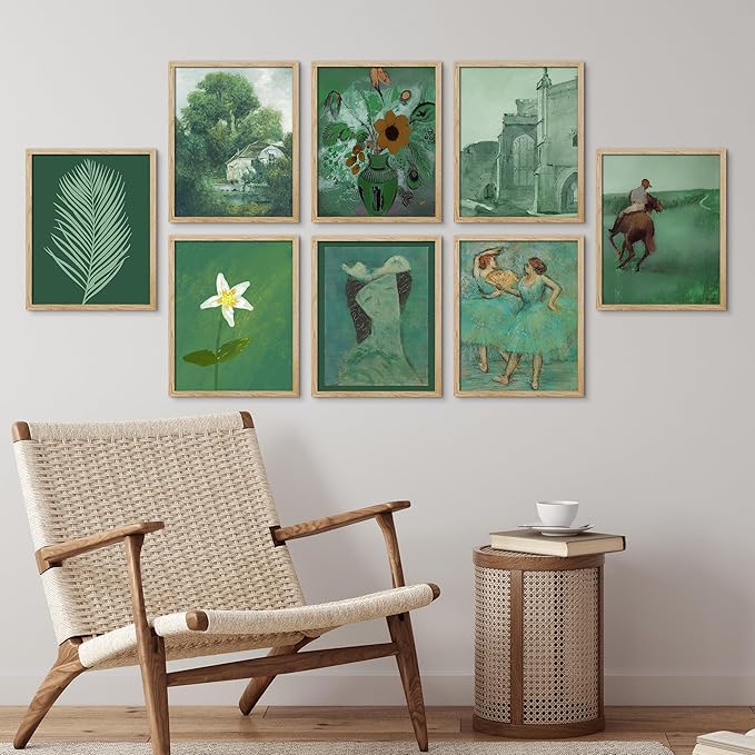 SIGNWIN Framed Poster Bathroom Decor, Wall Art Room Decor Multicolor for Living Room, Bedroom, Office Green Jungle Plant Ballet European Landscape Vintage Bohemian - 12"x16"x 8 Natural