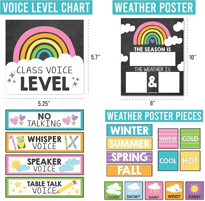 Hadley Designs Classroom Calendar Set Bulletin Board Decorations - Chalkboard School Calendar for Classroom Decor, Kindergarten Preschool Elementary Teacher Must Haves, Homeschool & Daycare Essentials