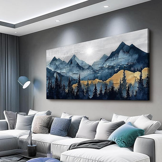 FUHAIHUA Canvas Wall Art For Living Room Wall Decor For Bedroom Office Wall Decoration Mountain Landscape Painting Abstract Pictures Artwork Room Aesthetic Home Decor 20x40 In