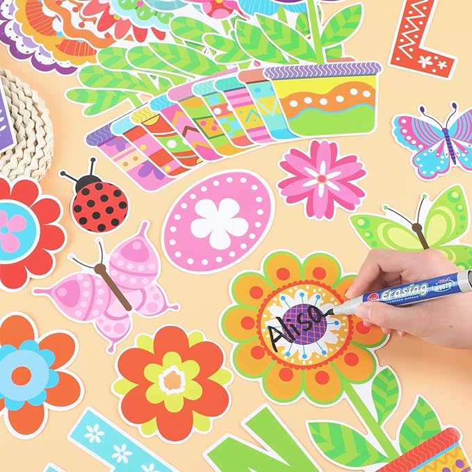 gisgfim Spring Classroom Flower Bulletin Board Decorations Set Spring Floral Cutouts We Flower-ish in The Class Welcome Bulletin Board Boders Decor for School Classroom Chalkboard Wall