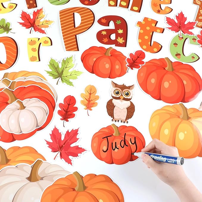 gisgfim Fall Thanksgiving Classroom Bulletin Board Decorations Welcome to Our Patch Maple Leaves Pumpkin Paper Cutouts Fall Tree Bulletin Board Cutouts for Autumn Classroom Home Wall Decor Supplies