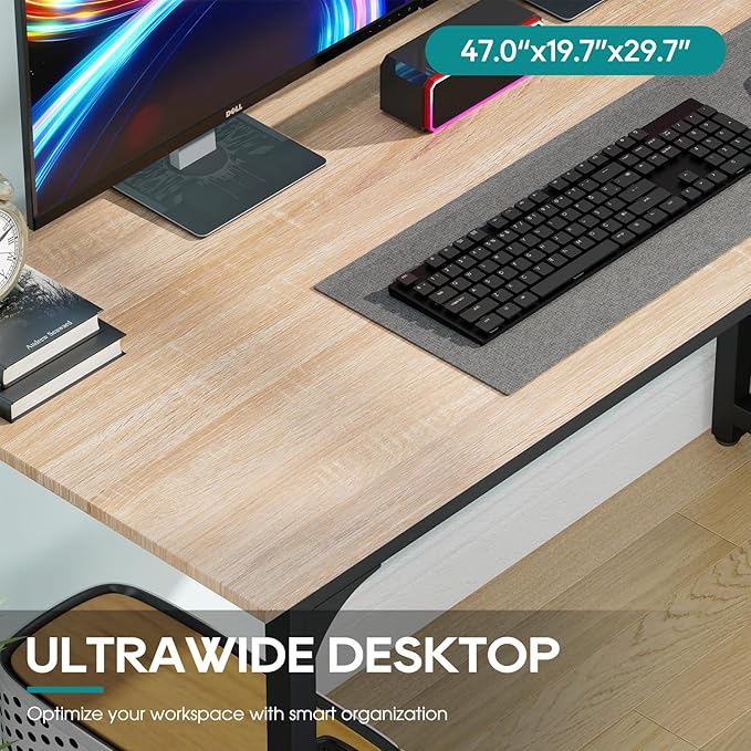 BestOffice Computer Desk,Home Office Desk, Modern Simple Style for Home Office Study Writing (Nature, 47 Inch)