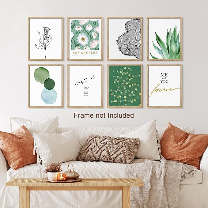 SIGNWIN Adhesive Canvas Poster Bathroom Decor, Wall Art Room Decor Multicolor for Living Room, Bedroom, Office Green Snake Plant Paint Stroke Flowers Nature Abstract Shapes - 12"x16"x 8
