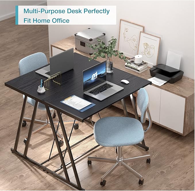 Computer Desk Mehoom Study Desk for Home Office, Writing Desk for Small Space Office, Modern Simple Design Laptop Desk, Small Computer Table, 35.4" Black Corner Desk
