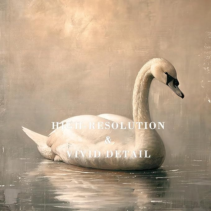 Kizbok Vintage Wall Art Decor Neutral Swan Canvas Prints Farmhouse Wall Decor Rustic Swan Vintage Art Pictures for Nursery Bedroom Bathroom Office Decor(12" x 16"-UNFRAMED)