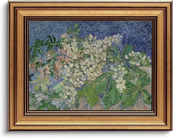 Gold Framed Wall Art Vintage Canvas Wall Art Van Gogh Chestnut Branches Artwork Prints Picture for Living Room Bedroom Farmhouse Bathroom Office Decor, 8x10