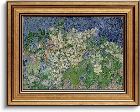 Gold Framed Wall Art Vintage Canvas Wall Art Van Gogh Chestnut Branches Artwork Prints Picture for Living Room Bedroom Farmhouse Bathroom Office Decor, 8x10