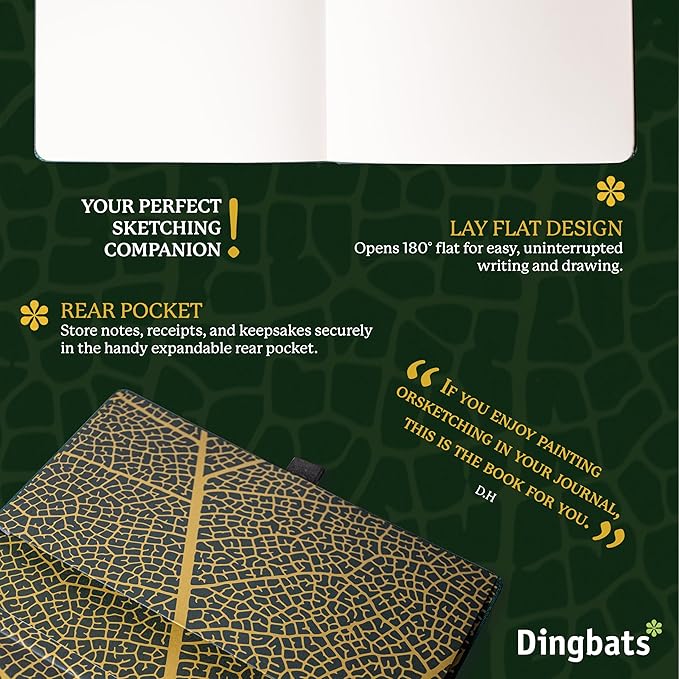 Dingbats* Pro Lined Large B5 Notebook - Textile Cover, Thread-Bound Writing Journal - for Work, Travel - Pocket, Elastic Closure, Bookmark