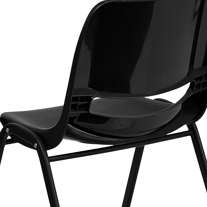 Flash Furniture 5 Pack HERCULES Series 440 lb. Capacity Kid's Black Ergonomic Shell Stack Chair with Black Frame and 12" Seat Height