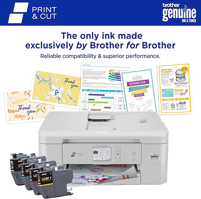 Brother Wireless All-in-One Color Inkjet Printer with Auto Paper Cutter, Scanner, Copier and Fax for Home Office, Print and Cut Machine with Mobile Printing and 150-Sheet Capacity (J1800DW)