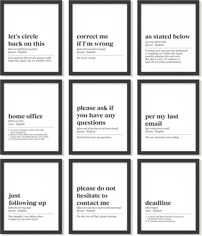 97 Decor Funny Office Decor - Home Office Poster, Funny Work From Home Art Prints, Inspirational Work Quotes Wall Art Motivational Posters for Cubicle Workplace Decorations (8x10 UNFRAMED)