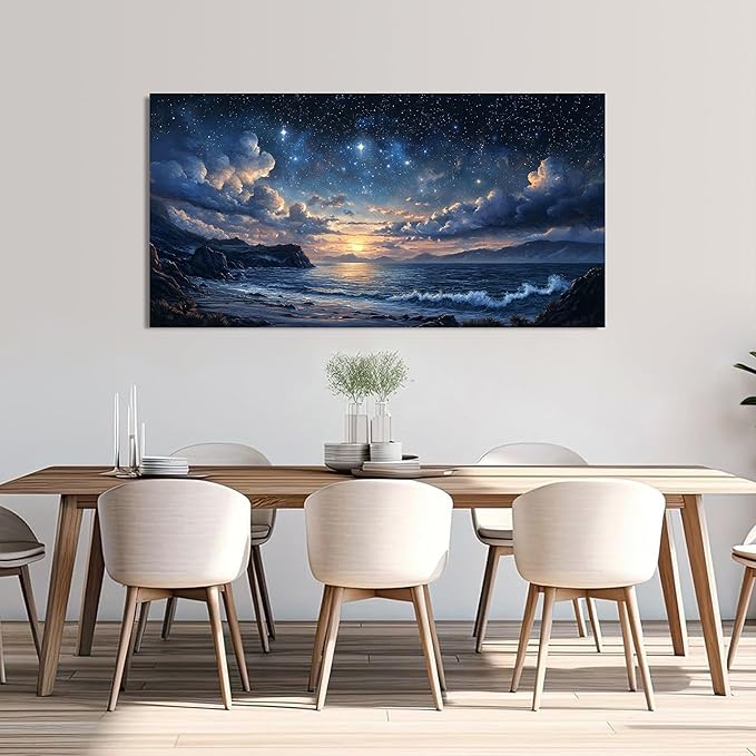 Canvas Wall Art Decor Large Wall Art Pictures for Living Room Canvas Art Wall Decor Landscape Coastal Wall Art Prints Green Artwork for Walls Beachside Art Work for Home Office Decor 24" x 48"