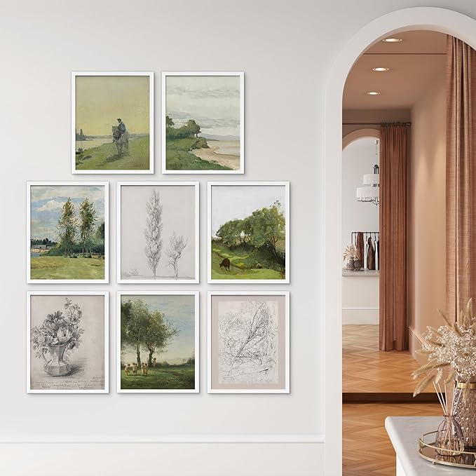 SIGNWIN Framed Poster Bathroom Decor 11"x14"x 8 White, Wall Art Room Decor Multicolor for Living Room, Bedroom, Office Floral Botanical Flower Forest Landscapes Vintage Illustrations Bohemian