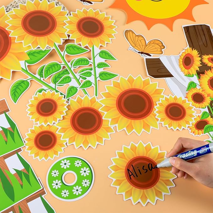 gisgfim Spring Sunflower Bulletin Board Decoration Set Religious Cutouts for Classroom School Welcome Blooming for Jesus Summer Christian Bulletin Board Craft Door Home Wall(Blooming for Jesus)