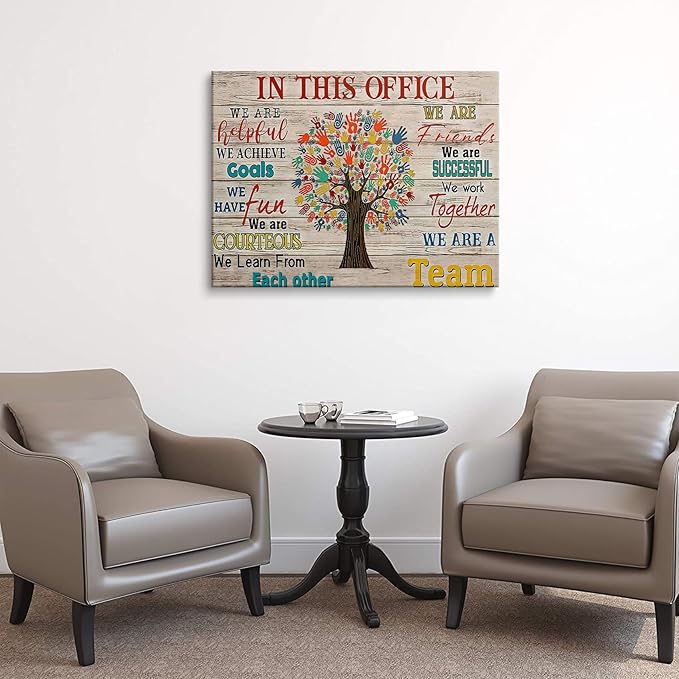HDXUFJQ Office Inspirational Wall Art In This Office Canvas Wall Decor Team Rules Motivation Positive Quotes Pictures Prints Teamwork Painting for Home Ready to hang(12"x16")