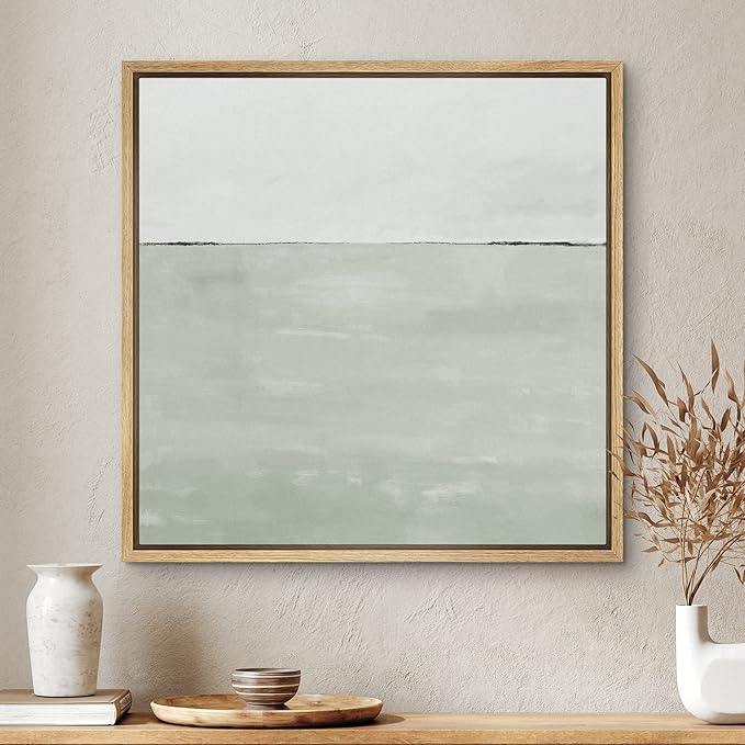 SIGNWIN Framed Canvas Print Wall Art Watercolor Abstract Gray Landscape Nature Shapes Illustrations Modern Art Decorative Contemporary Minimal for Living Room, Bedroom, Office - 24"x24" Natural