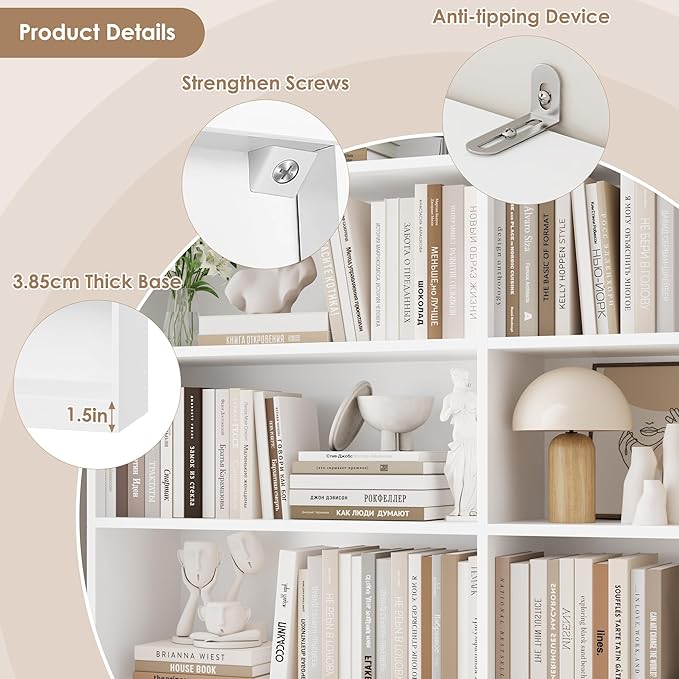 FACBOTALL 83.6" Tall Bookshelf and Bookcase, 7-Tier Extra Large Bookshelf with Double Storage, 14 Open Display Shelves for Home Office, Study and Living Room, White
