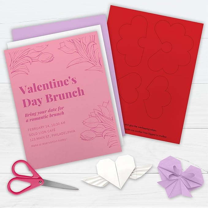 PrintWorks Valentine Paper 8.5" x 11" - 300 Sheets - 4 Colors (Red, Pink, White, & Orchid) - Ideal for School & Craft Projects - Made in The USA - 20 lb/75 GSM, 24 lb/89 GSM, 28 lb/105 GSM (00585)