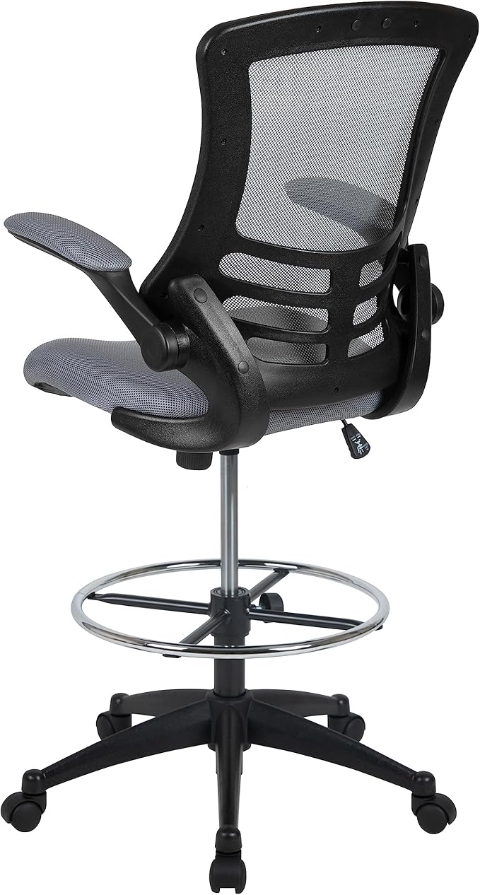 Flash Furniture Kelista Mid-Back Swivel Office Chair with Adjustable Seat Height, Ergonomic Mesh Desk Chair with Flip-Up Armrests, Dark Gray